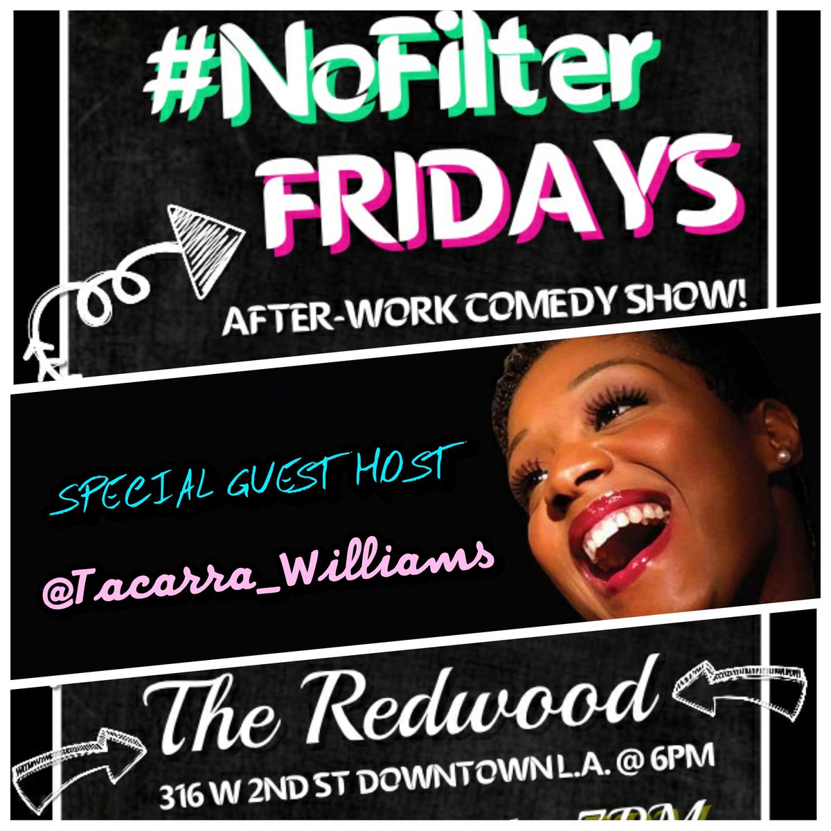 Cory_Fernandez's tweet image. #Dope line-up this #Friday with #SpecialGuestHost and #BirthdayGirl @Tacarra_Williams!

@Dave_Getzoff @KeyLewisIsFunny @ShondaliaWhite @Yo_Megs @TitoComedian @PKMackey @Nick_Carthan

#NoFilterFridays #AfterWorkComedyShow #6PM #TheRedwood #DowntownLA #NoCover #HappyHour 4-7