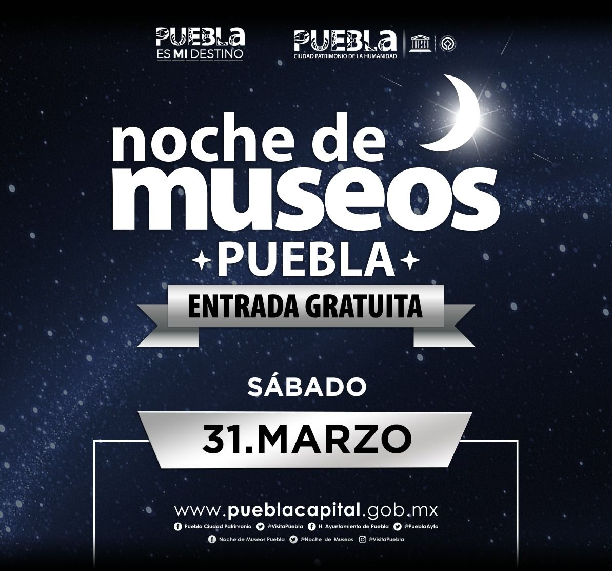 VisitaPuebla's tweet photo. ¿Estás listo para esta #NocheDeMuseosPuebla?

Esta #SemanaSantaEnPuebla tenemos dos Noches de Museos, ¿ya anotaste las fechas?

Nos vemos el viernes 30 y el sábado 31. https://t.co/ljCUAKQMlp