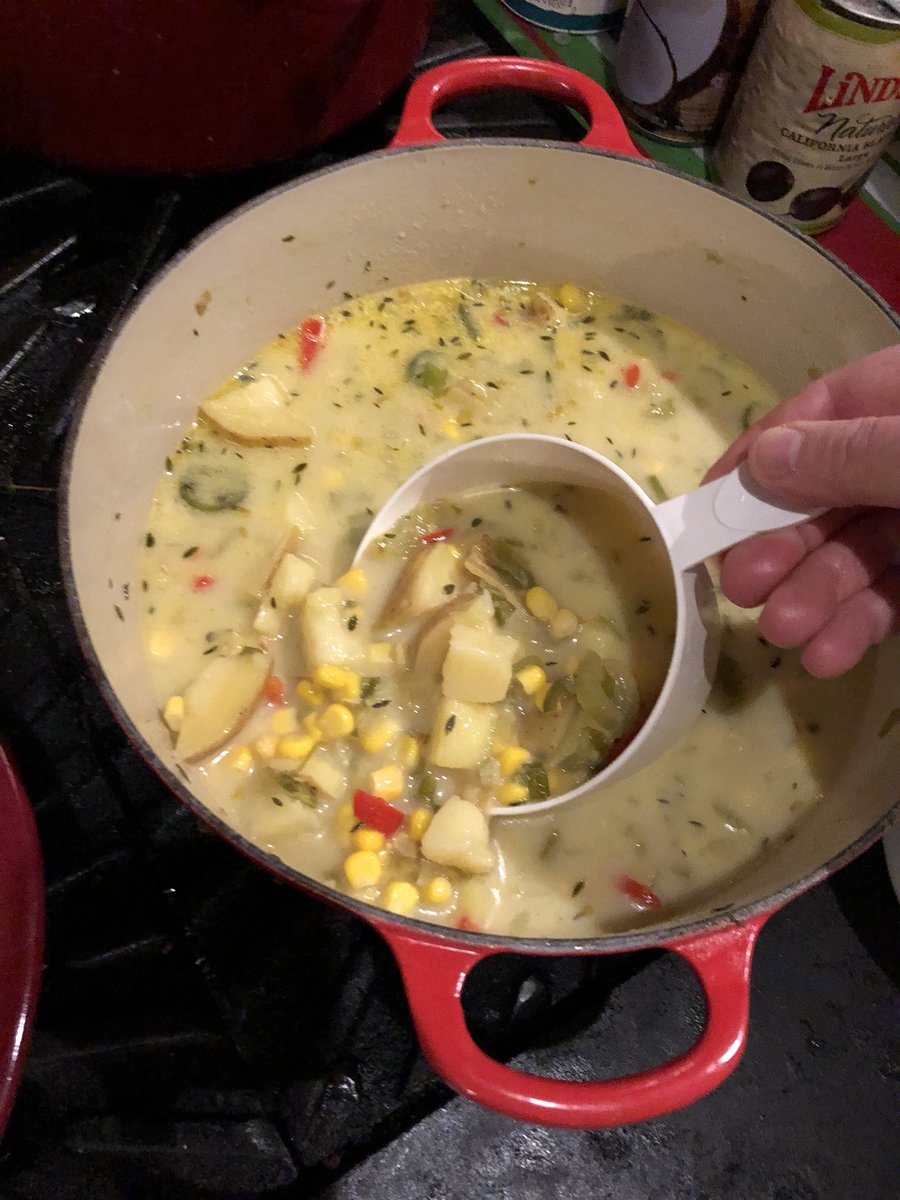 Corn chowder deliciousness. If you do it right, eating vegan does not feel like a sacrifice!