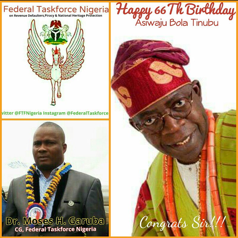 FTFNigeria's tweet photo. Congratulations @AsiwajuTinubu We Pray God To Continue To Uplift You Sir! @MBuhari @ProfOsinbajo @SPNigeria @AsoRock @YakubDogara @lagosstategov @EdoStateGovt @renoomokri @realFFK @MobilePunch @TheNationNews @channelstv https://t.co/fm3wp1VxH8