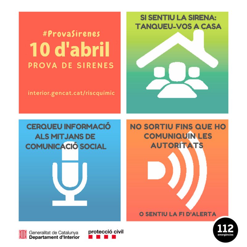 #Bondia
El proper 10 d'abril #ProteccioCivil Gencat farà una #ProvaSirenes
INFORMA'T interior.gencat.cat/riscquimic