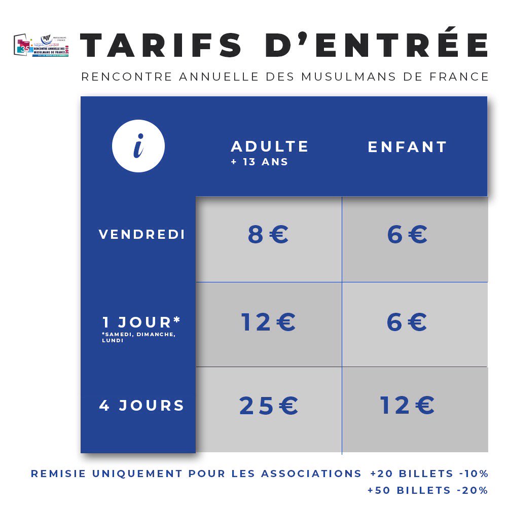 RAMFUOIF's tweet image. Nous vous rappelons que #LaRencontre se déroulera du Vendredi 30 mars au Lundi 2 avril au Parc des Expositions du Bourget #MusulmansFrance