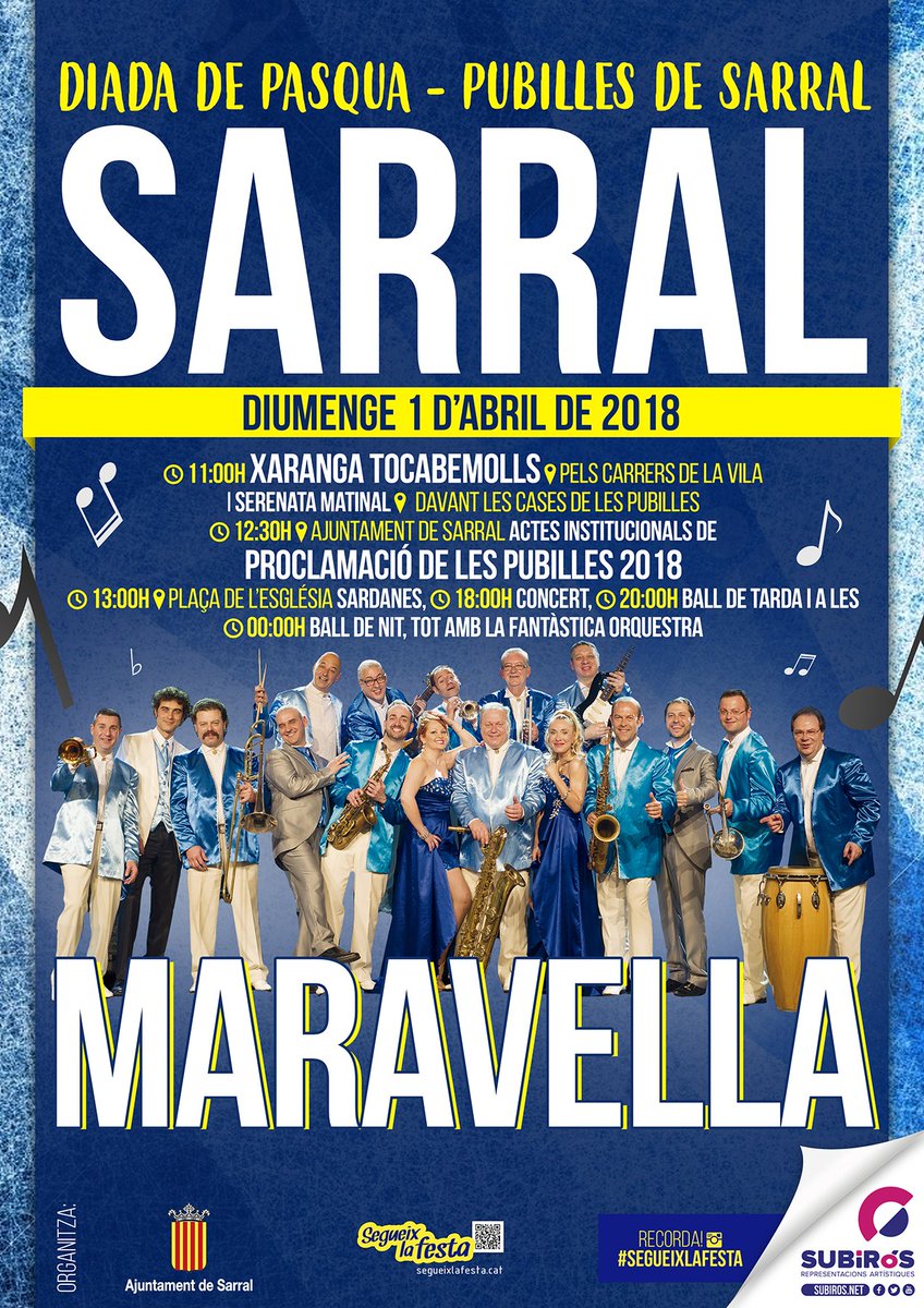 SubirosRepreArt's tweet photo. Setmana Santa amb les millors Orquestres! 
Bona Pasqua amics!!
#ballaruca #salesdeball #atope #segueixlafesta
https://t.co/SBWRzD3pLB https://t.co/qY6XCfTKE8