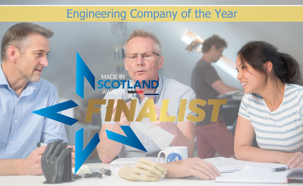 i4productdesign's tweet photo. We are finalists in the Engineering Company of the Year category at the Made in Scotland awards night in a few weeks time. Many thanks to our terrific Scottish based clients this past year who have made this possible @OptosUK @shotscope @NomadiXMedia #TouchBionics #MiSAwards https://t.co/Xr2P5jWai2