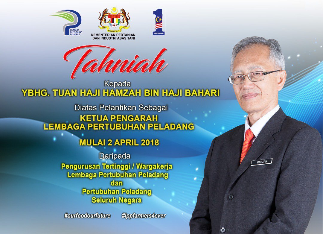 accdini's tweet photo. Tahniah kepada Tn Hj Hamzah Bin Bahari di atas perlantikan beliau sebagai Ketua Pengarah LPP berkuatkuasa 2 April ini. Alhamdulillah. Moga perlantikan ini lebih memantapkan tugas bagi memajukan LPP dan Pertubuhan Peladang!!!
@OFFICIAL_LPP
#teamAPlpp https://t.co/ufsDnTTLBs
