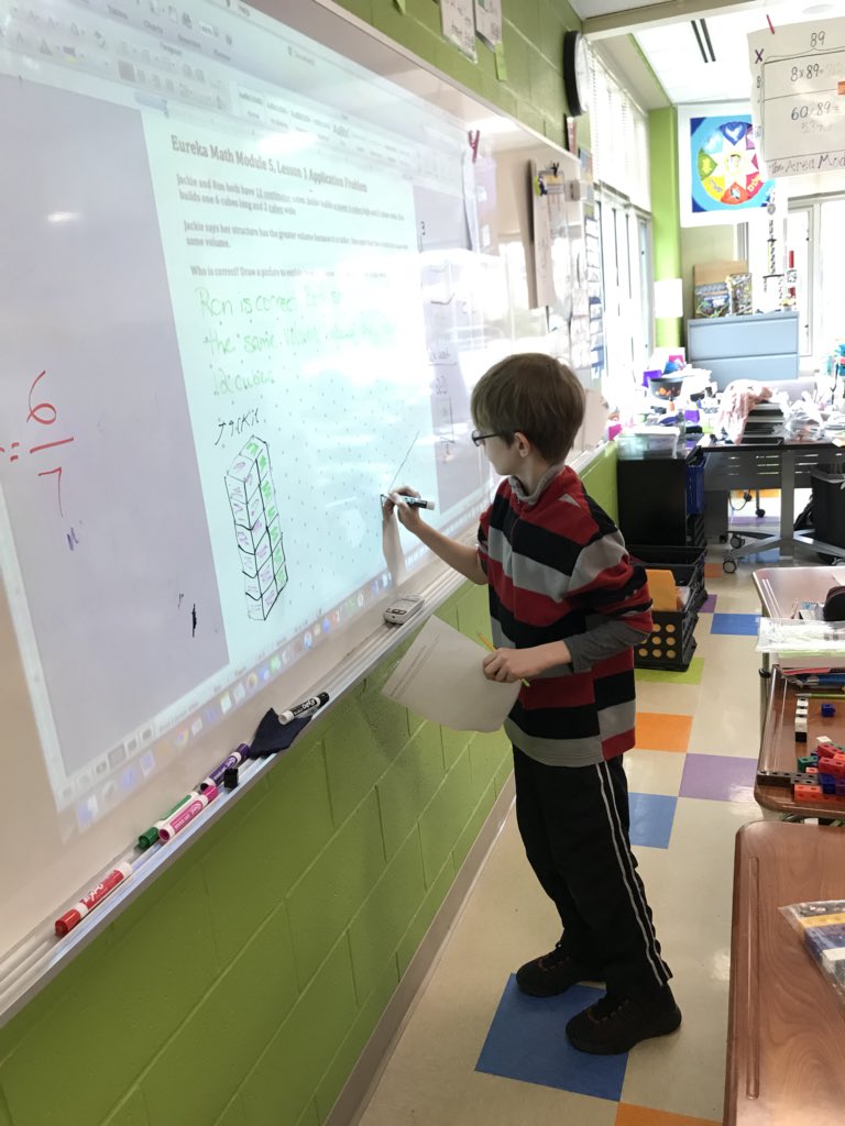 BigKatMath's tweet photo. Exploring concepts of volume with snap cubes, dot paper and lessons from Eureka Math is so much fun for students the week before spring break!  
#5.MD.3-5 #Eureka #bigkatmath https://t.co/OCFxYDwOCy