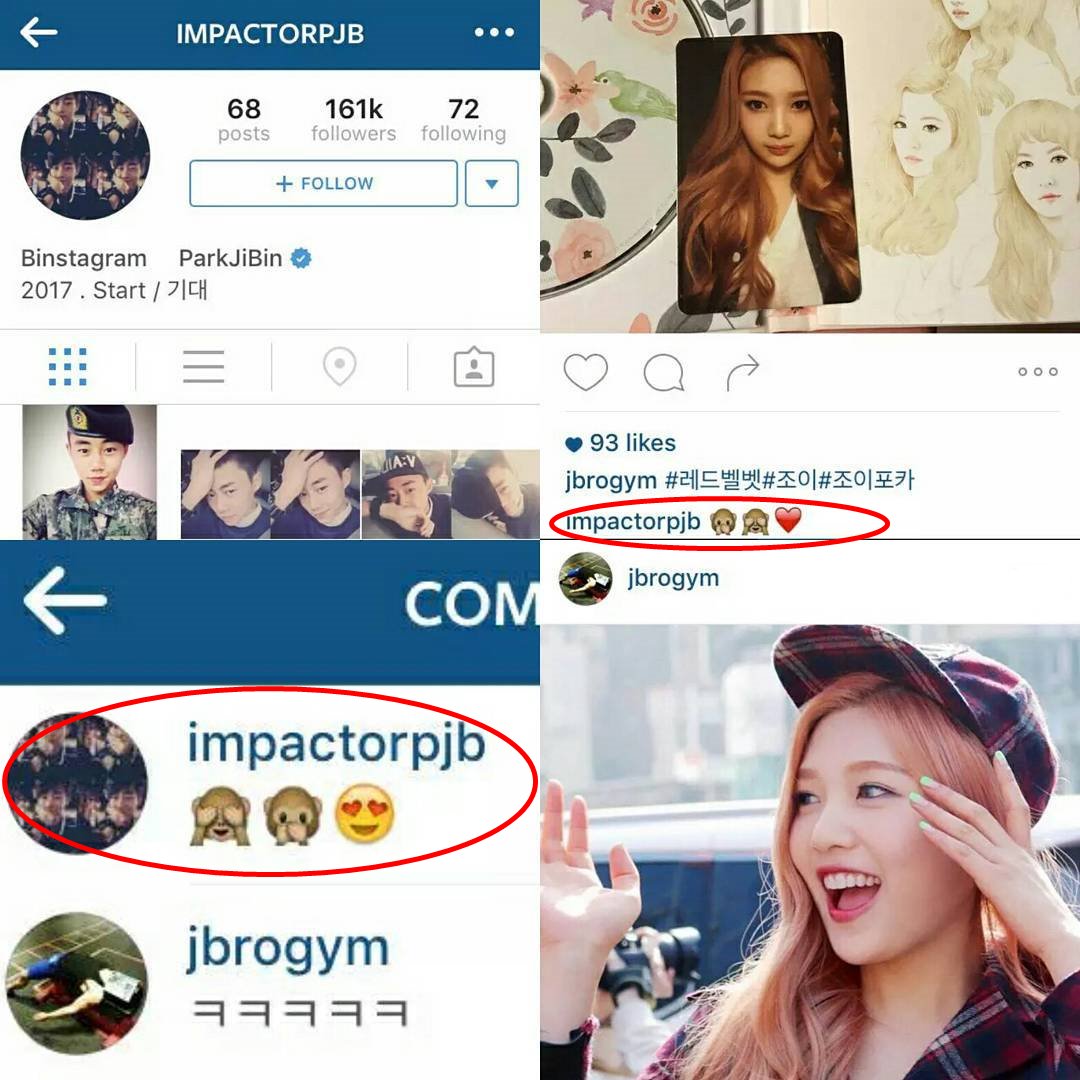 30. Actor Park Jibin commented on photos of Joy. He even followed Joy's stan acc.