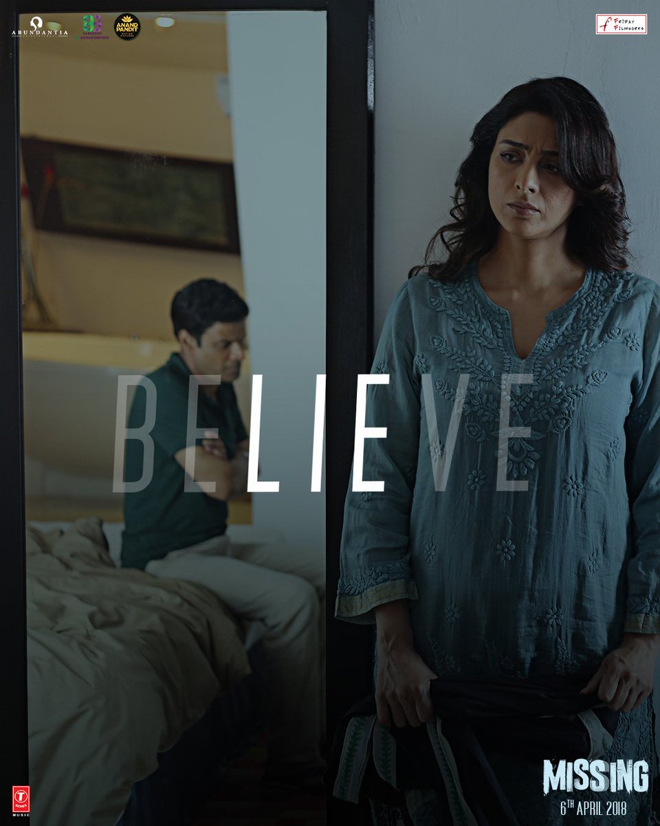 MissingTheMovie's tweet photo. When does a lie become the truth? 
Find out in #MissingThisApril: https://t.co/YhZJilmr7y

#Tabu @BajpayeeManoj @annukapoor_ @Abundantia_Ent @vikramix @neerajpofficial #MukulAbhyankar #SriAdhikariBrothers @FFW_Official @ShitalBhatiaFFW @APMotionPics @RelianceEnt @TSeries https://t.co/0ka39nf0kK