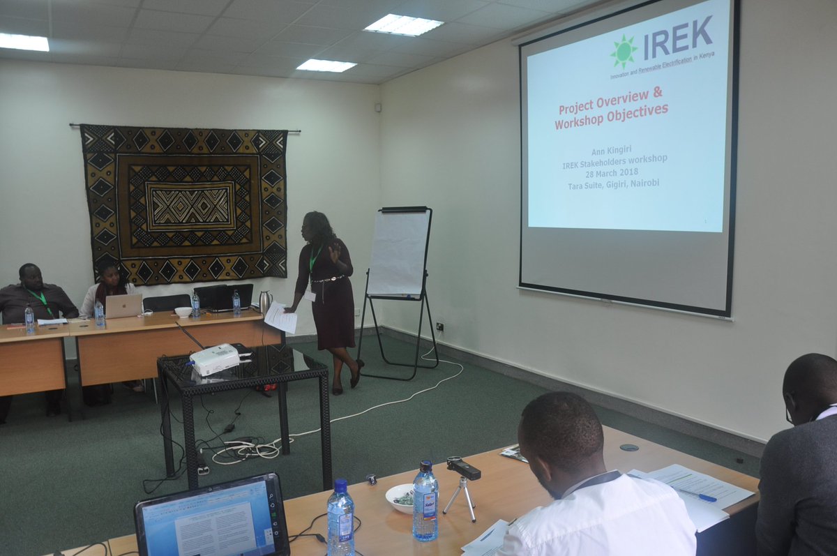 ACTSNET's tweet photo. Dr. Ann Kingiri presenting #IREKproject overview & workshop objectives to the stakeholders in renewable energy sector. The main objective is to share the outcome of the survey & solicit views about the findings @holm_ander @AfricaLics @CgGregersen @wandera_faith @IREKproject https://t.co/VdkRRzVADi
