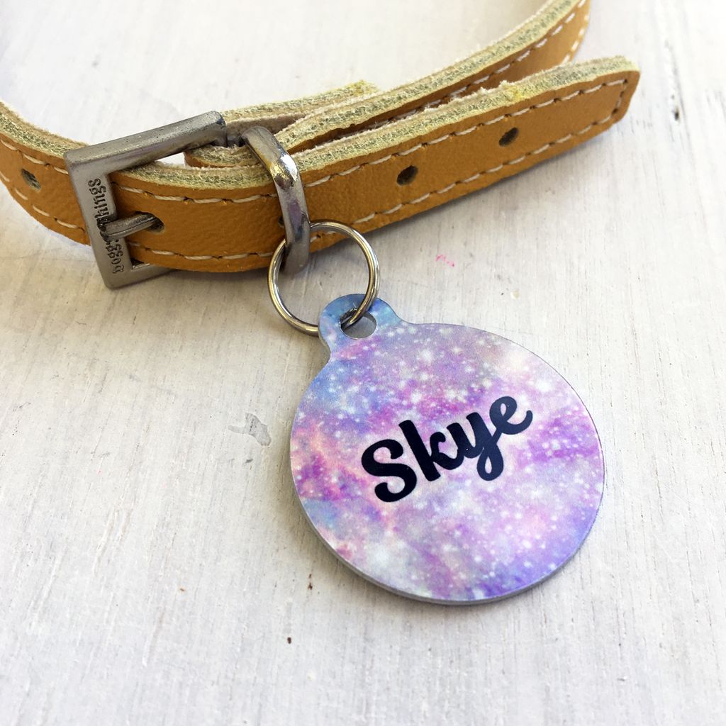 This amazing GALAXY pet tag is by the wonderful <a href="/hoobynooworld/">Hoobynoo™</a> My brother's beagle is called Skye. He is a Hunger Games fan so I said he should call her Katniss, so I could be out in the park shouting 'KAT' at a dog. Sadly, he did not agree that this was a brilliant idea.