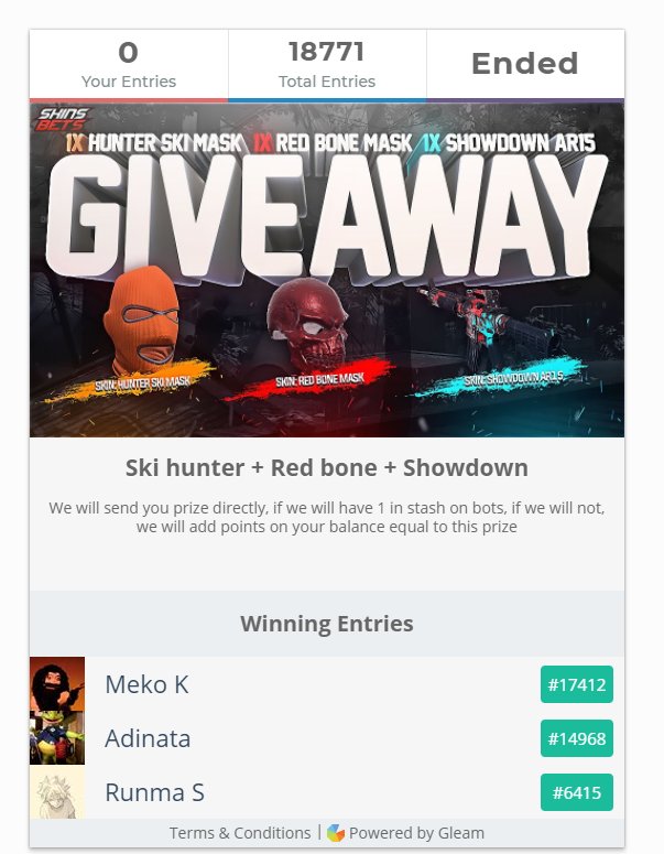 SkinsBets's tweet photo. Winners of the giveaway contact us to get prize https://t.co/UfxHxfPS8n