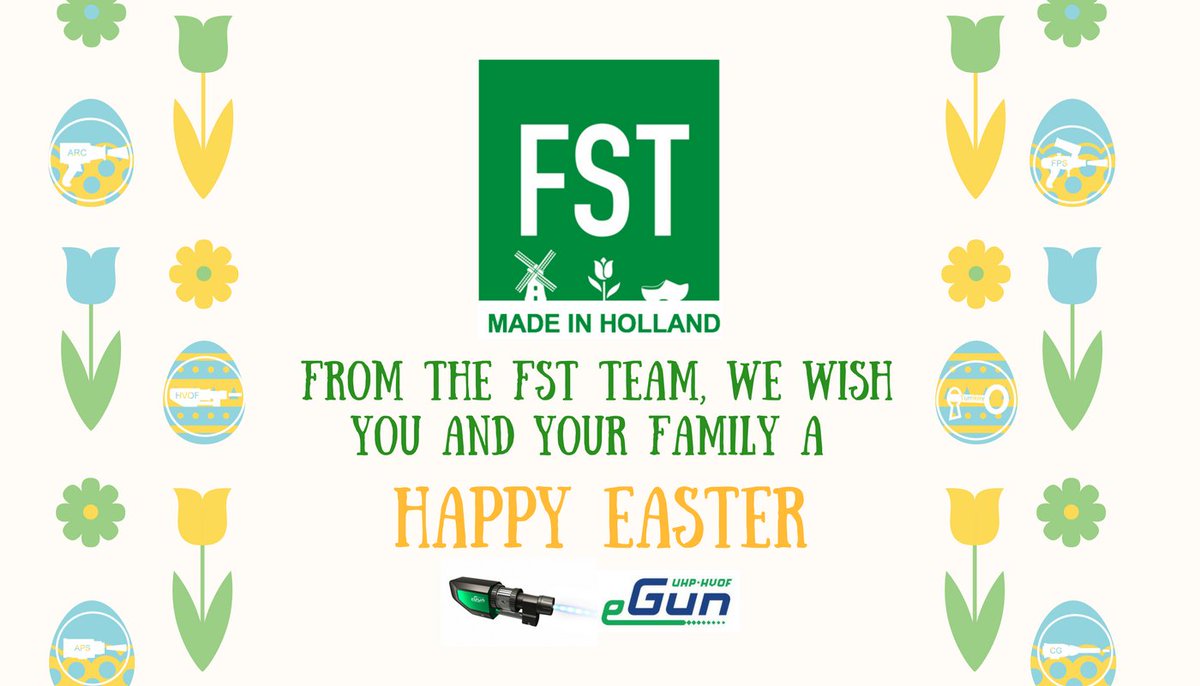 FlameSprayTech's tweet photo. From all of us at the FST Team, we wish you and your family a very Happy Easter 🐣
#HappyEaster #FlameSprayTechnologies #FST #ThermalSpray #IndustrySolutions #ThermalSprayExperts #HVOFSpray #HVOF #eGun #PlasmaSpray #TurnkeySystems #ArcWireSpray #LaserCladding #ColdGasSpray https://t.co/x798NKlGKS