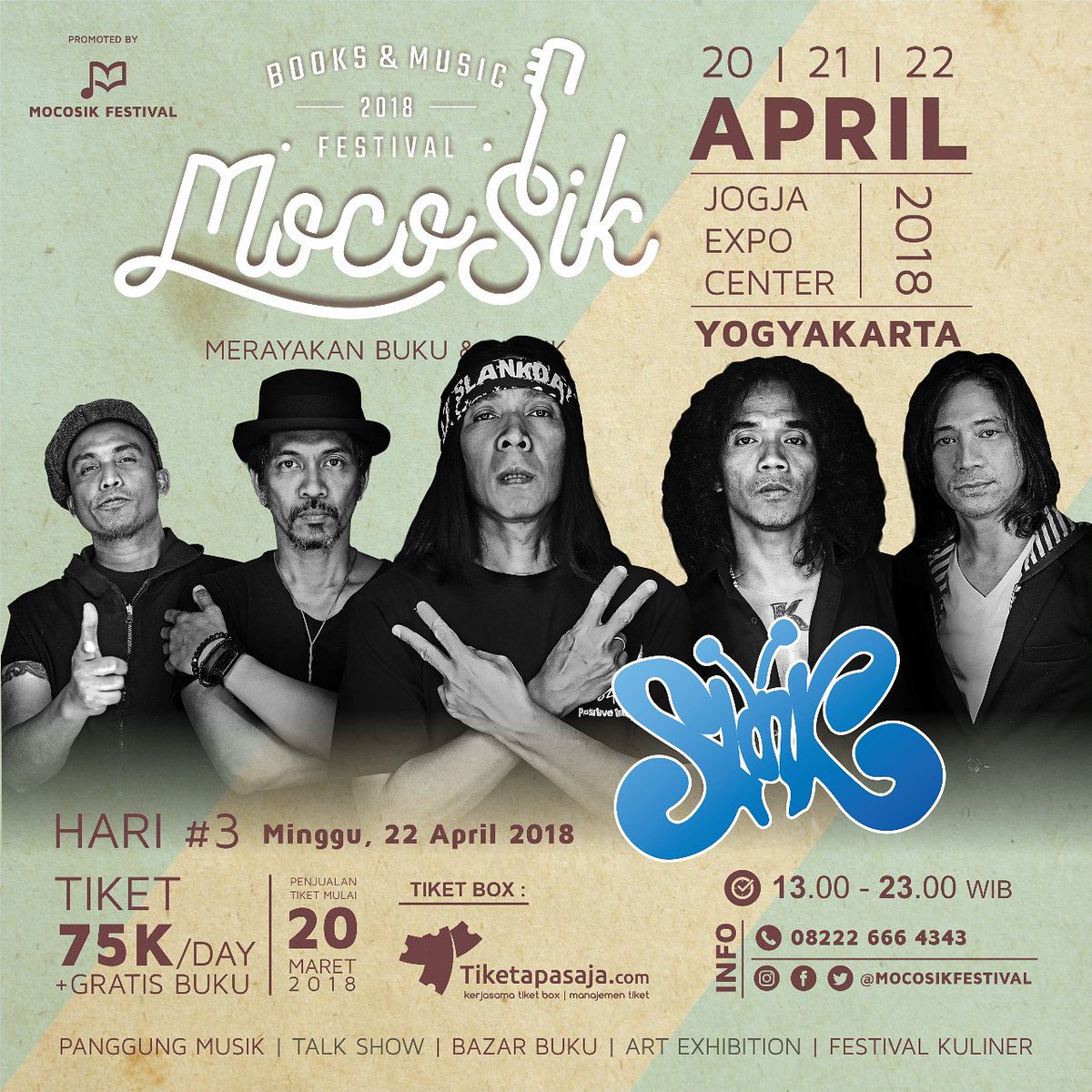 Halo Jogja!
Siapkan diri kalian karena #Slank bakal hadir di Yogyakarta, 22 April 2018 di Jogja Expo Center

HTM: Rp. 75ribu (GRATIS BUKU)
Info lengkap, cek poster berikut

Buletin kalender &amp; sebarkan