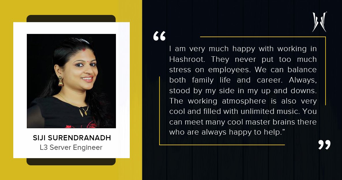 hashroot's tweet image. Employees like you are the bricks that create our company strong. Let&apos;s have a look at what Siji  has to share about @hashroot 

#ManagedServiceProvider #InfrastructureManagementServices