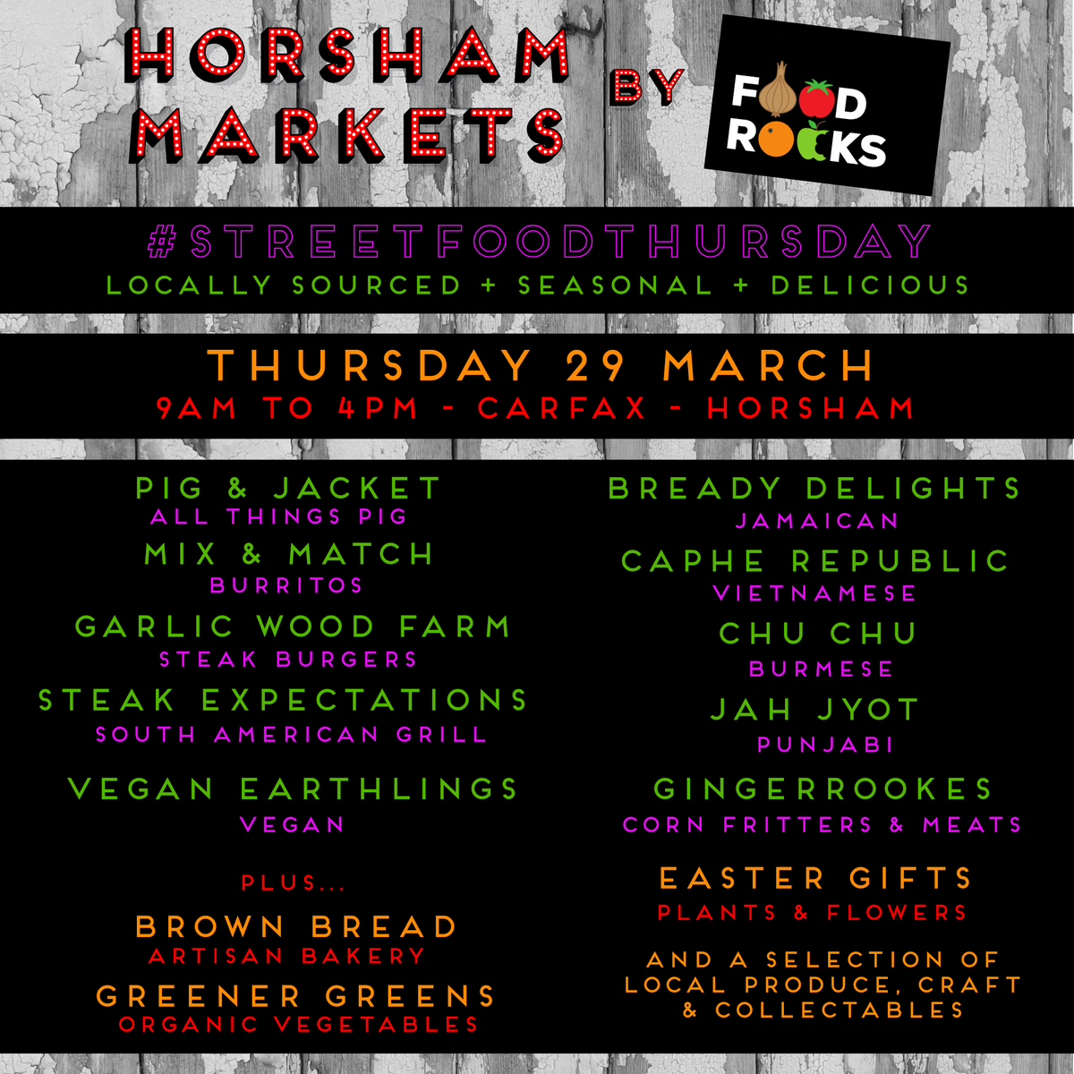 horshammarkets's tweet photo. It's #streetfood Thursday today @HorshamTWS @PigandJacket @pajtimhalimaj @jahjyotpunjabi @garlicwoodfarm @expectsteak @CaPheRepublic @GingerRookes @BreadyDelights @chuchuburmese https://t.co/wSKC0QL9r9
