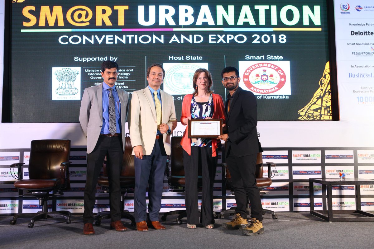 SmartCitiesIn's tweet photo. Congratulations to our #InnovationHubAwards winners at #SmartU18! @GMWSmartAuto, #ZymeTechnologies and @OceoWater
@TelanganaCMO @CMofKarnataka @NASSCOMStartUps @PratapPadode https://t.co/w6Fkdwiv9Z
