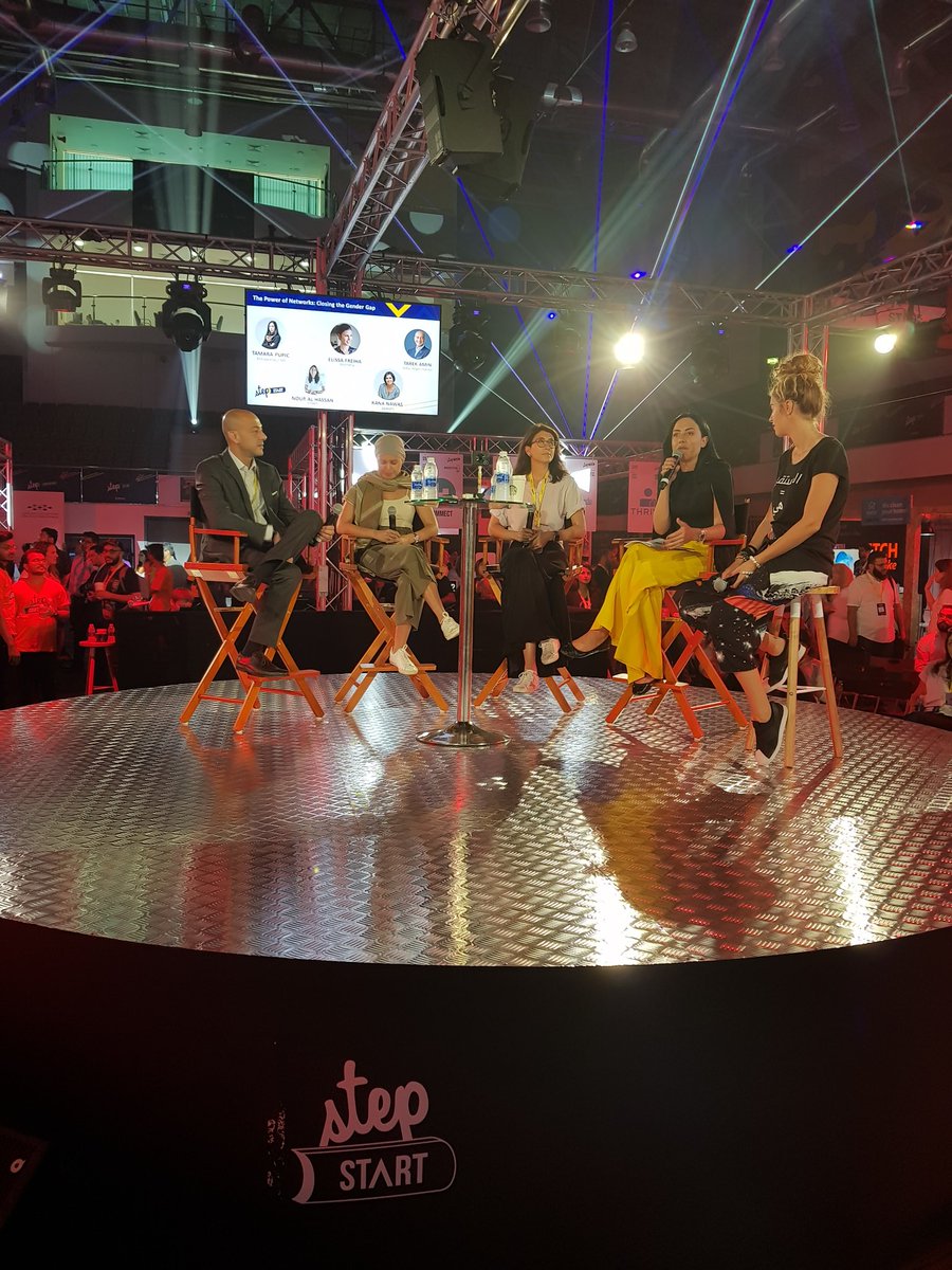 thisisaby's tweet image. I just off stage at #STEPStart, and now @tashapupic goes up to speak with @RanaNawas, @freihahaha, @nouralhassan and @tarekaminz at @stepconference! Go @EntMagazineME team Go! #STEP2018