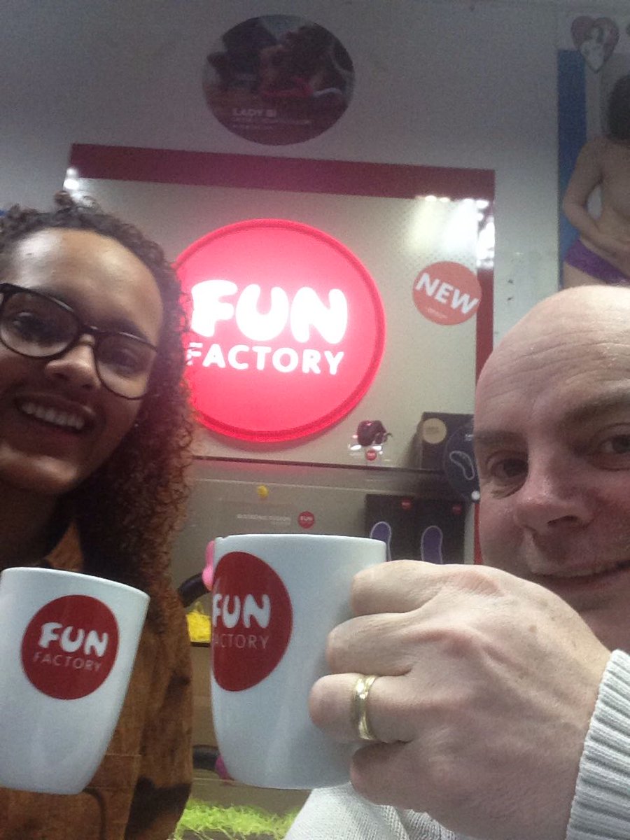 private_shopsuk's tweet photo. Our lovely girl in the Nottingham shop with our Area Manager having a nice cup of tea in their @funfactoryusa cups! #funcups #cup #tea #sexshop #funfactory @PrivateShopNOTT @barry_maltby #adultproducts #adulttoys #dildo #vibe #lube #naked #horny #sex #sexy https://t.co/l5hTJee6Dj