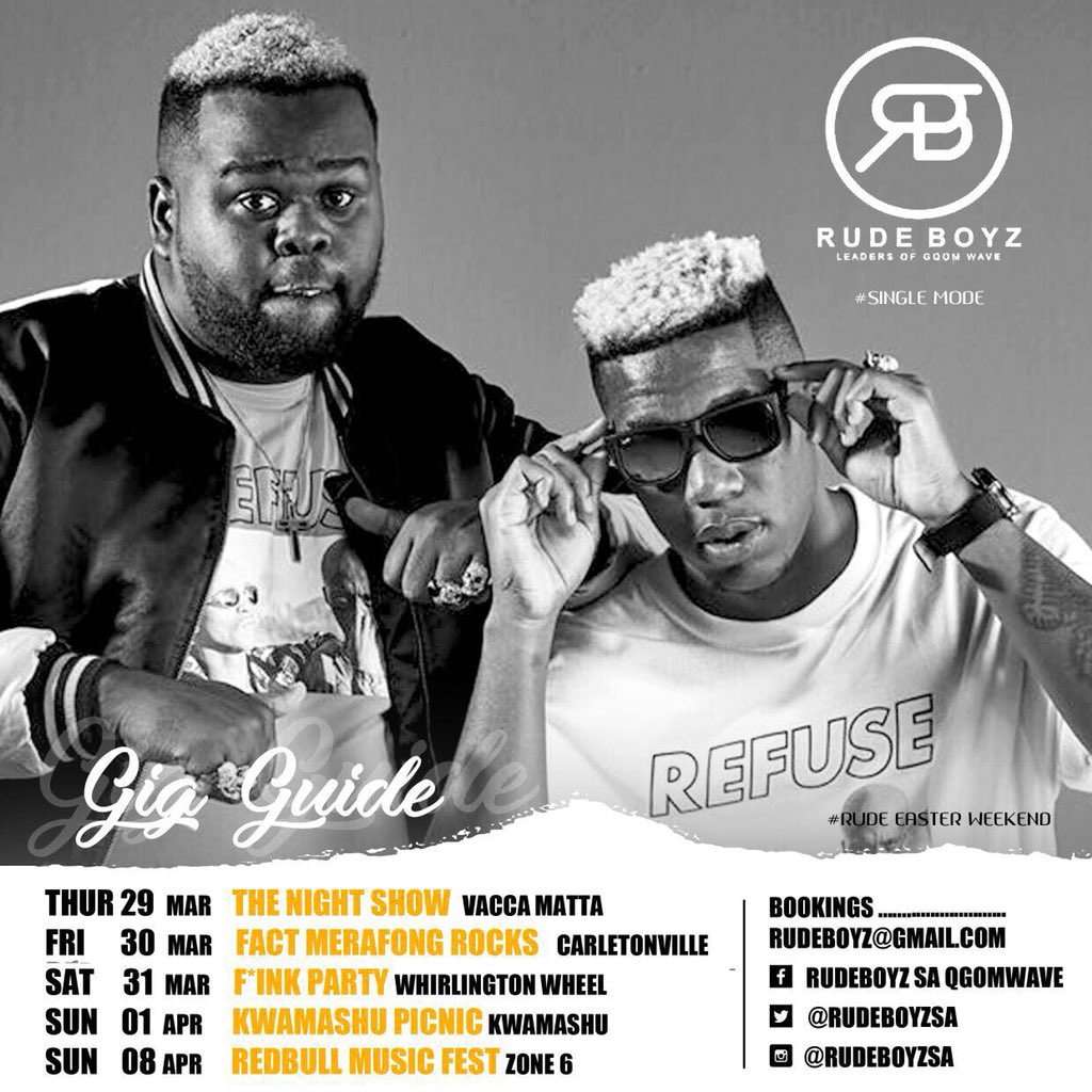 lindiconco's tweet image. It’s  @rudeboyzsa #EasterWeekend Check them out at the following places and Gqom with them #Rudeboyz x #Singlemode 🕺