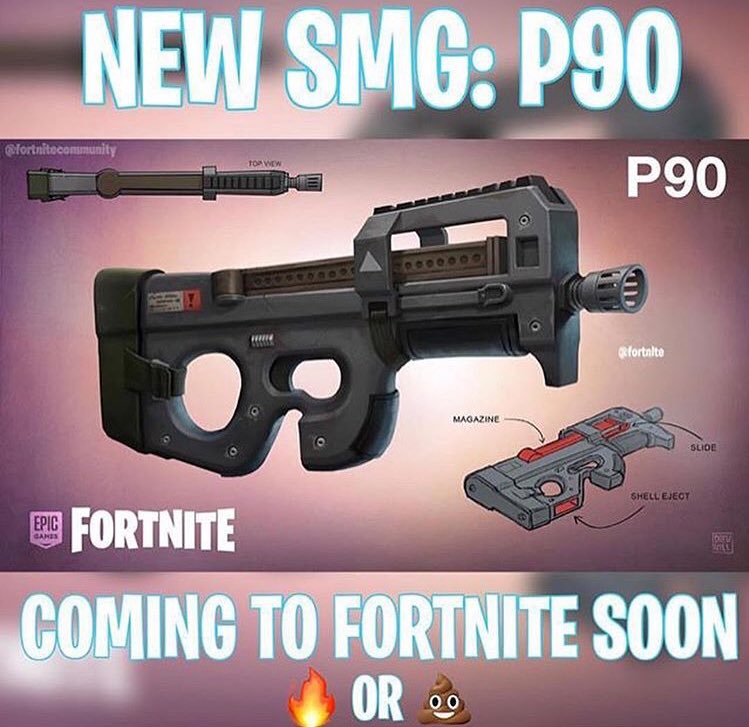 DailyFortniteBR's tweet photo. What do you guys think about the P90 being added? 🤔 #fortnite https://t.co/F1MuK1Tm2V