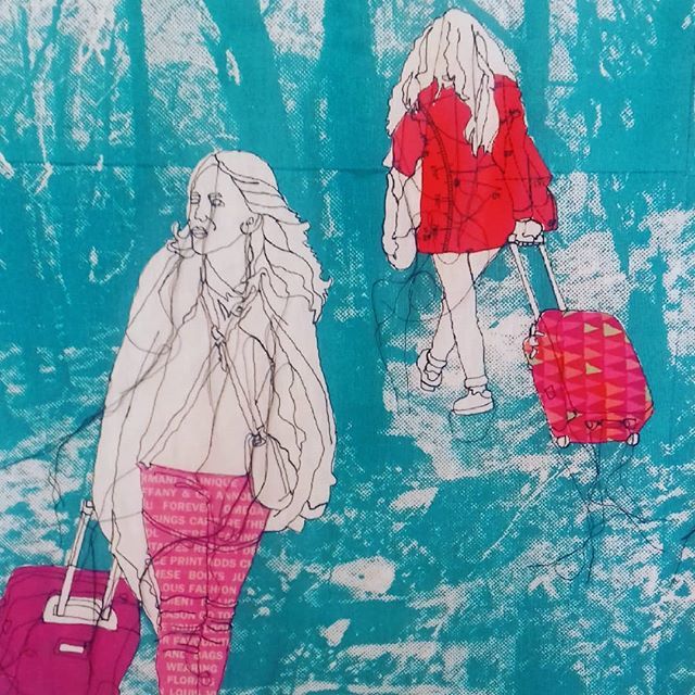 Born to be Wild. This us a detail of the first panel. 2 more to go. #borntobewild #suitcasetravels #suitcase #forest #turquoiseforest #rosiejames #textileartist #screenprinting #fiberarts ift.tt/2J4x5Xd