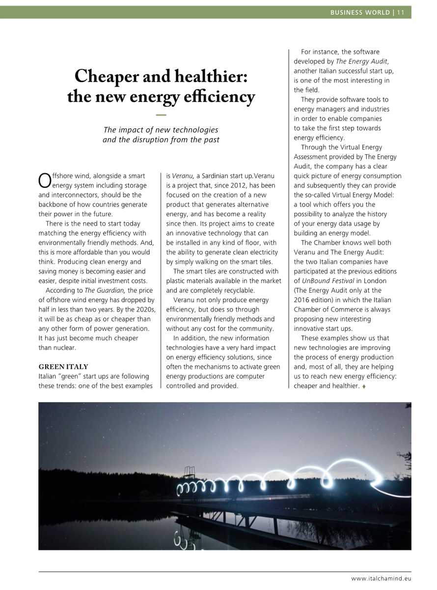 Veranu_eu's tweet photo. 🇬🇧 Questo mese siamo nel numero di marzo di #Italy - #UK Partnership
💡 Nell'articolo si parla della nostra #tecnologia, considerata un ottimo esempio di innovazione #green, ma anche di come la produzione di energia pulita sia cambiata in questi anni.
➡https://t.co/xhh2JSY3Ve https://t.co/honBuQwoRc