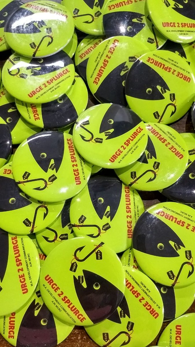 urge_splurge's tweet photo. Driven by pride, we are pleased to present our campaign’s #Urge2Splurge badges. Finally, we have something to carry swimmingly everywhere we go!

#urge2splurge #consumerism #consumerAwareness 
#consumerRights #health #environment #ajkmcrc #devcom #jmi https://t.co/cCHaJwMMiz