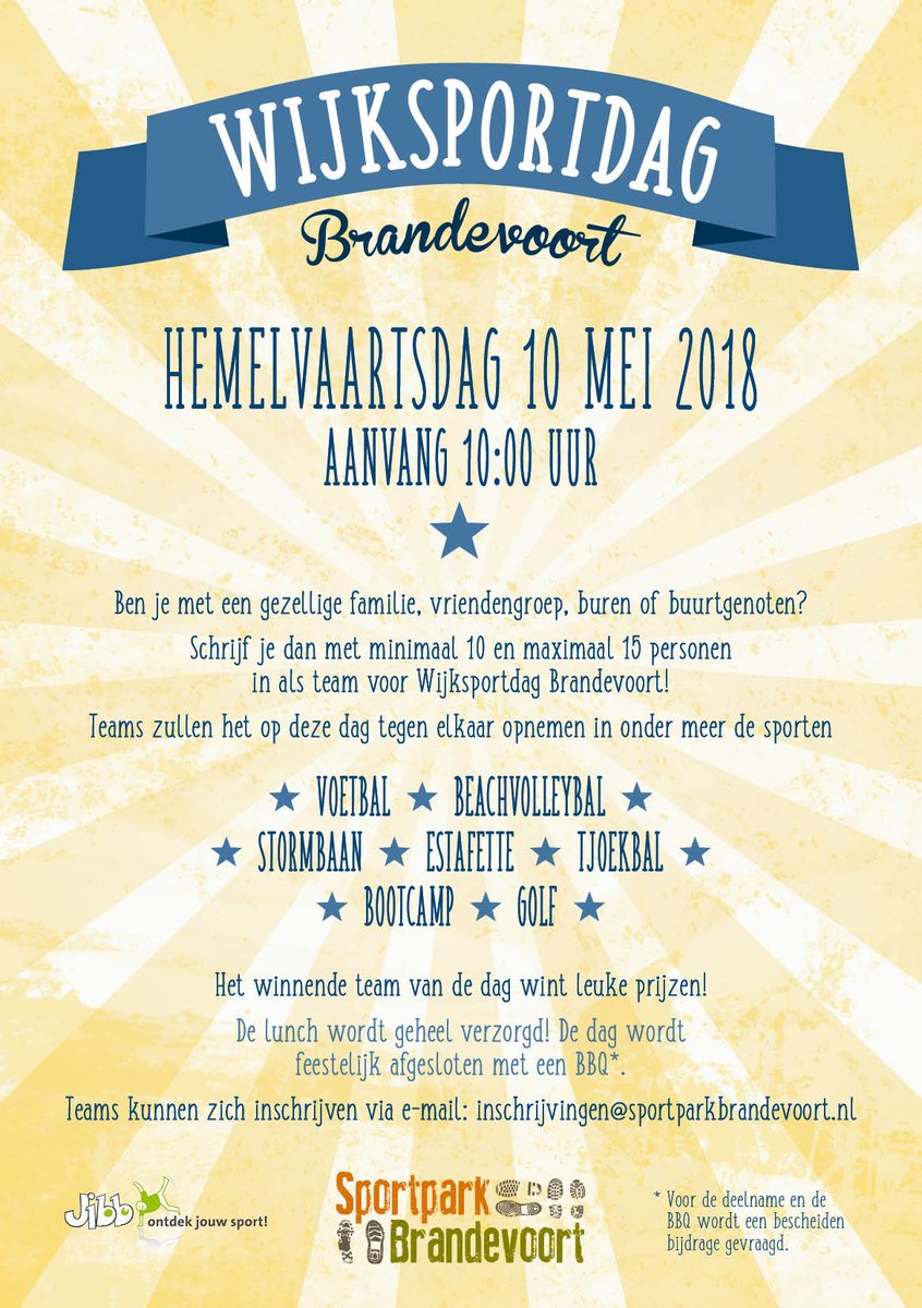 Hallo Brandevoorters, hebben jullie je al opgegeven voor de fantastische wijksportdag?