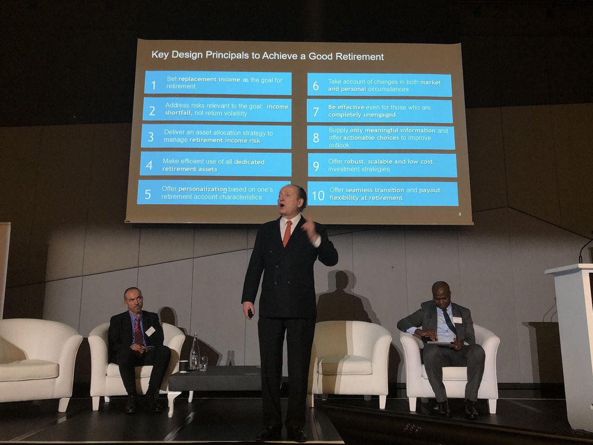 Professor Robert C Merton addressing a Cape Town audience on 10 non-negotiable design principles requires to achieve a good retirement #Clarity <a href="/alexforbes/">Alexforbes</a>