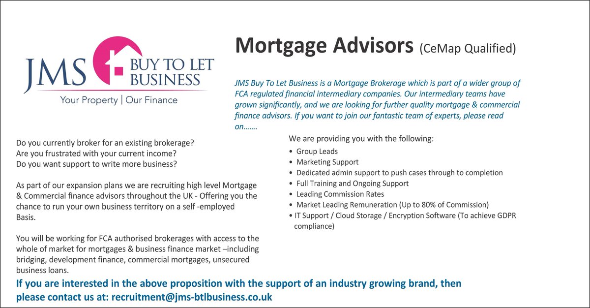 Our intermediary teams have grown significantly, and we are looking for further quality mortgage &amp; commercial finance advisors. If you want to join our fantastic team of experts, please read on…….