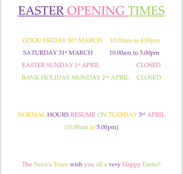 Easter Opening Times for the shop 
🐑🌼🐣🌸🐇💐 

#happyeaster #easteropeningtimes #norasilkley #yorkshire #ilkley #eastershopping #smallbusiness #independentshop #shoplocal #giftshop #homeaccessories #shoponline