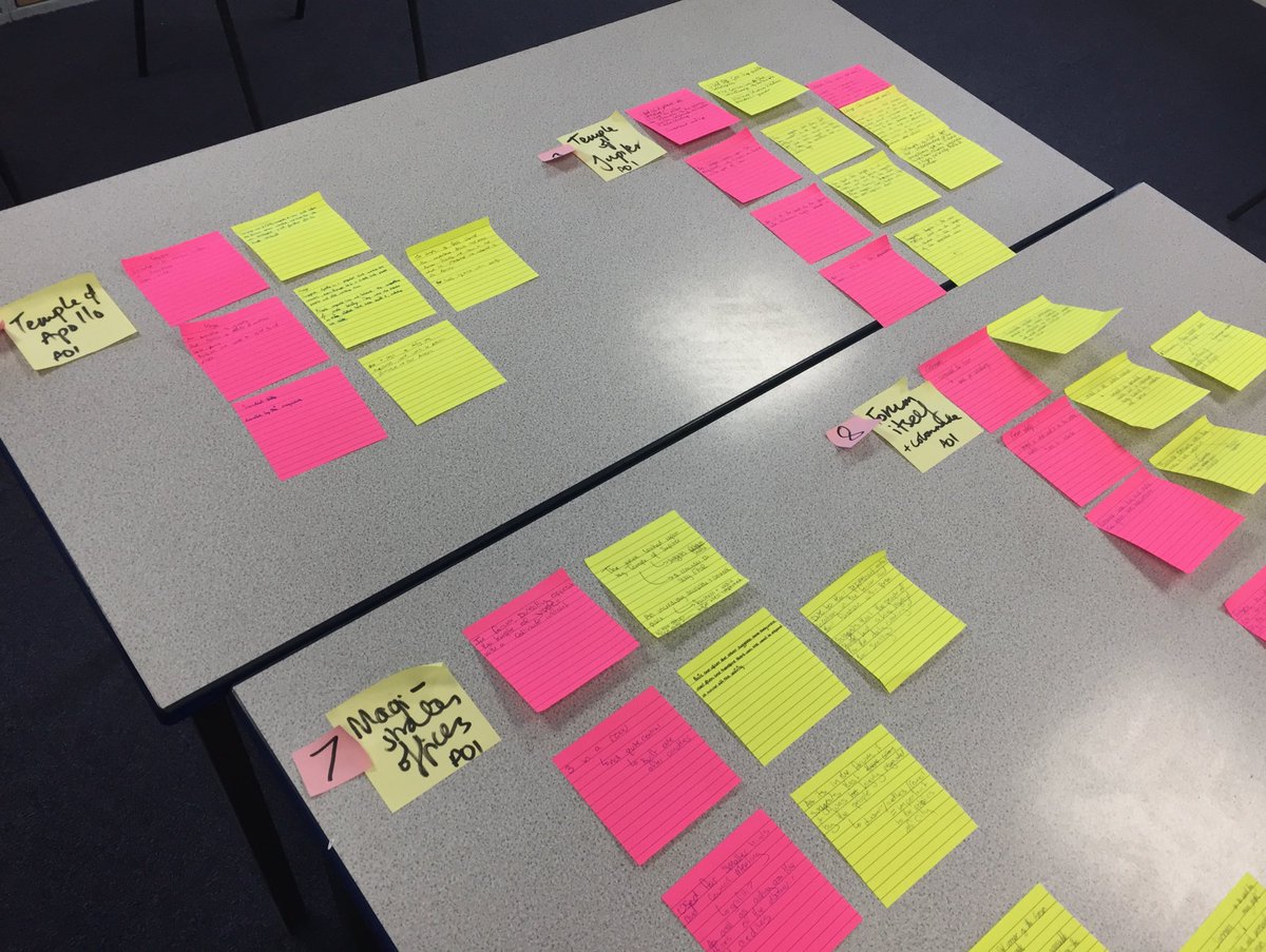 ChurchersCiv's tweet photo. Today it’s Latin and Classics #GCSE revision day! The Classicists are working on improving their essays with more detail and better structure - with post-it notes! This essay is on the Forum and it’s importance to our understanding of the Pompeiians https://t.co/xqE4si5eNb