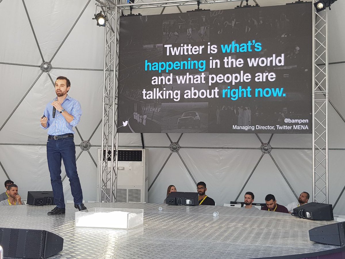 MarketingMENA's tweet image. Happening now ❗️Twitter's @bampen on stage at #Stepdigital "Users come to Twitter to engage with topics that really matter to them" #STEP2018 @stepconference
