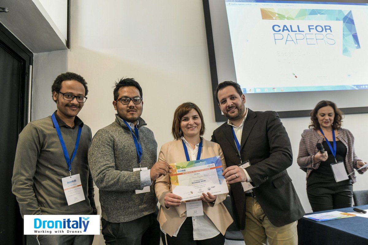 Here is the <a href="/PIC4SeR/">PIC4SeR</a> team of <a href="/PoliTOnews/">Politecnico di Torino</a> at <a href="/dronitaly/">Dronitaly</a> 2018 event in Milan! getting a certificate for their contribution to the scientific presentations