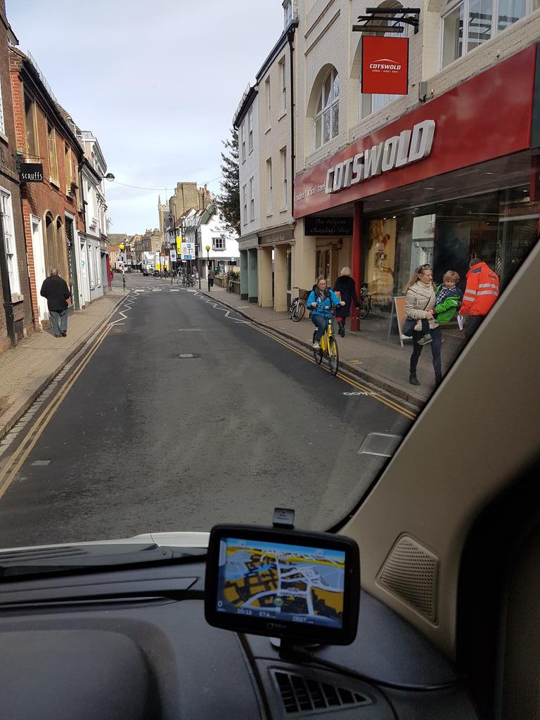 matt6ts's tweet photo. One of the narrowest one way streets in cambridge this morning between 8.30 and 10 am 27 cyclists going wrong way https://t.co/dkwc2arbOz