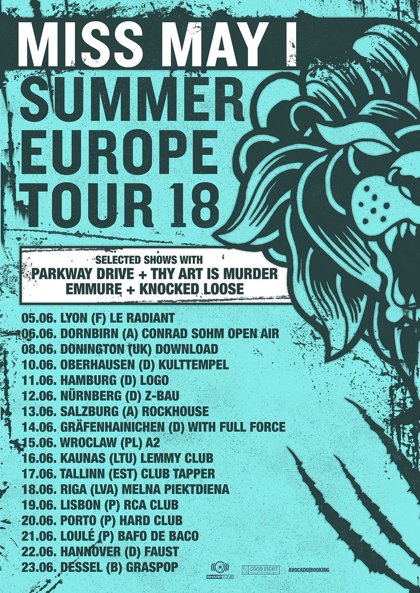 missmayiband's tweet photo. European Summer Tour 2018! ☀️Tickets on sale now at https://t.co/2BFqIuT7G3 https://t.co/220mepOG28
