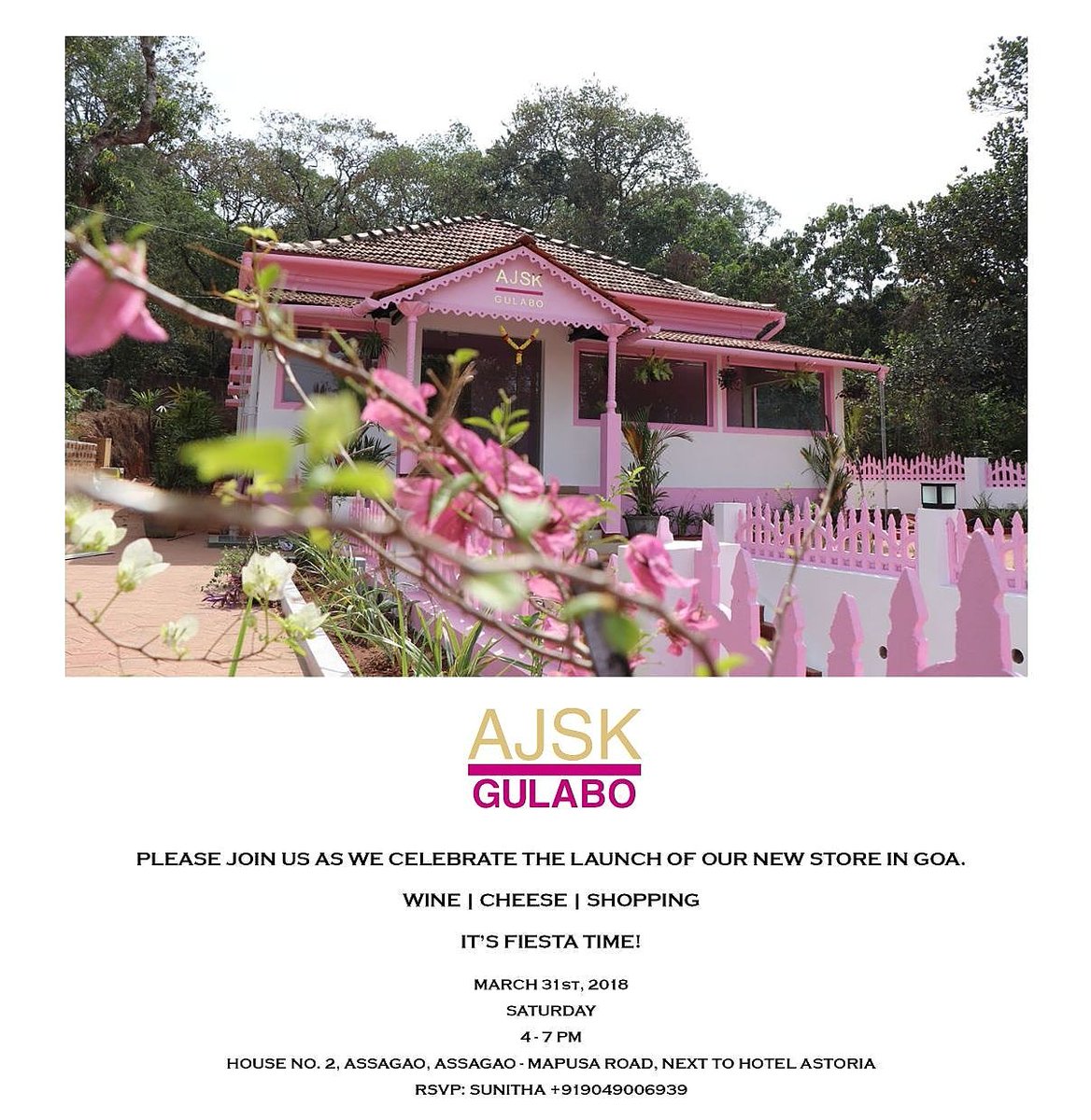 A Style Fiesta for Easter

Join us in Goa on Saturday as we celebrate Easter AJSK Gulabo  style.

Do RSVP.

#AJSKGulabo #ajsk #asal #abujanisandeepkhosla #luxury #pretaporter #fashionbrand #goa