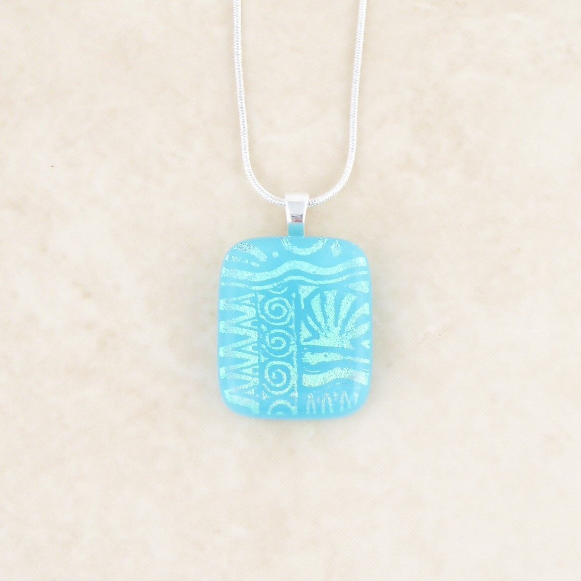 New pendant necklace in my #Etsy shop with solid silver bail. etsy.me/2IcUe8B #jewellery #necklace  #glass #dorsetteam #dichroicnecklace #fusedglass #handmade #dichroicglass #blue #fusedglassnecklace #pendantnecklace