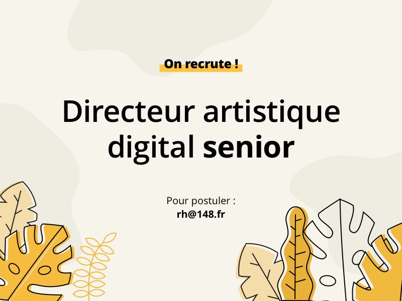 weare148's tweet photo. #RH 👥 Tu aimes les animaux, les plantes, le baby-foot et le graphisme ? Tu es peut-être notre futur(e) Directeur(trice) Artistique digital ! Envoie nous ton CV et un petit mot doux sur notre site https://t.co/5Lju72LEsJ ou sur rh@148.fr #jobs #recruiting #hiring https://t.co/yXfMQHGQ7r