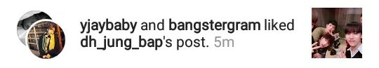 araaraftr's tweet photo. Yongguk &amp; Youngjae liked Daehyun's Instagram post~❤💛

#BAP #비에이피 #방용국 #힘찬 #대현 #영재 #종업 #젤로 

@BAP_Daehyun https://t.co/D4WUQ6MPJd