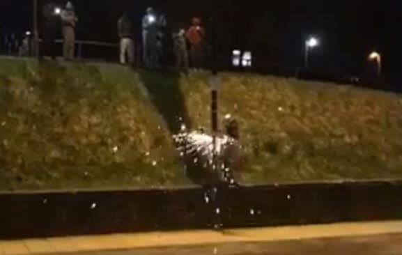BBCLookNorth's tweet photo. Man uses power tool to cut down a CCTV camera in Holme Wood, Bradford last night https://t.co/vv8DK5vKNN https://t.co/lm99LJLEYF