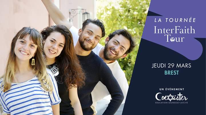 CoexisterBrest's tweet photo. Hey les #Brestois c'est ce soir que nous recevons #InterFaithTour , rendez-vous de 18h30 à 20h30 à la Mission St Luc pour venir écouter la conférence puis vous pourrez échanger et partager avec @InterFaithTour et découvrir @AssoCoexister @CoexisterBrest https://t.co/W7poqG6ms7