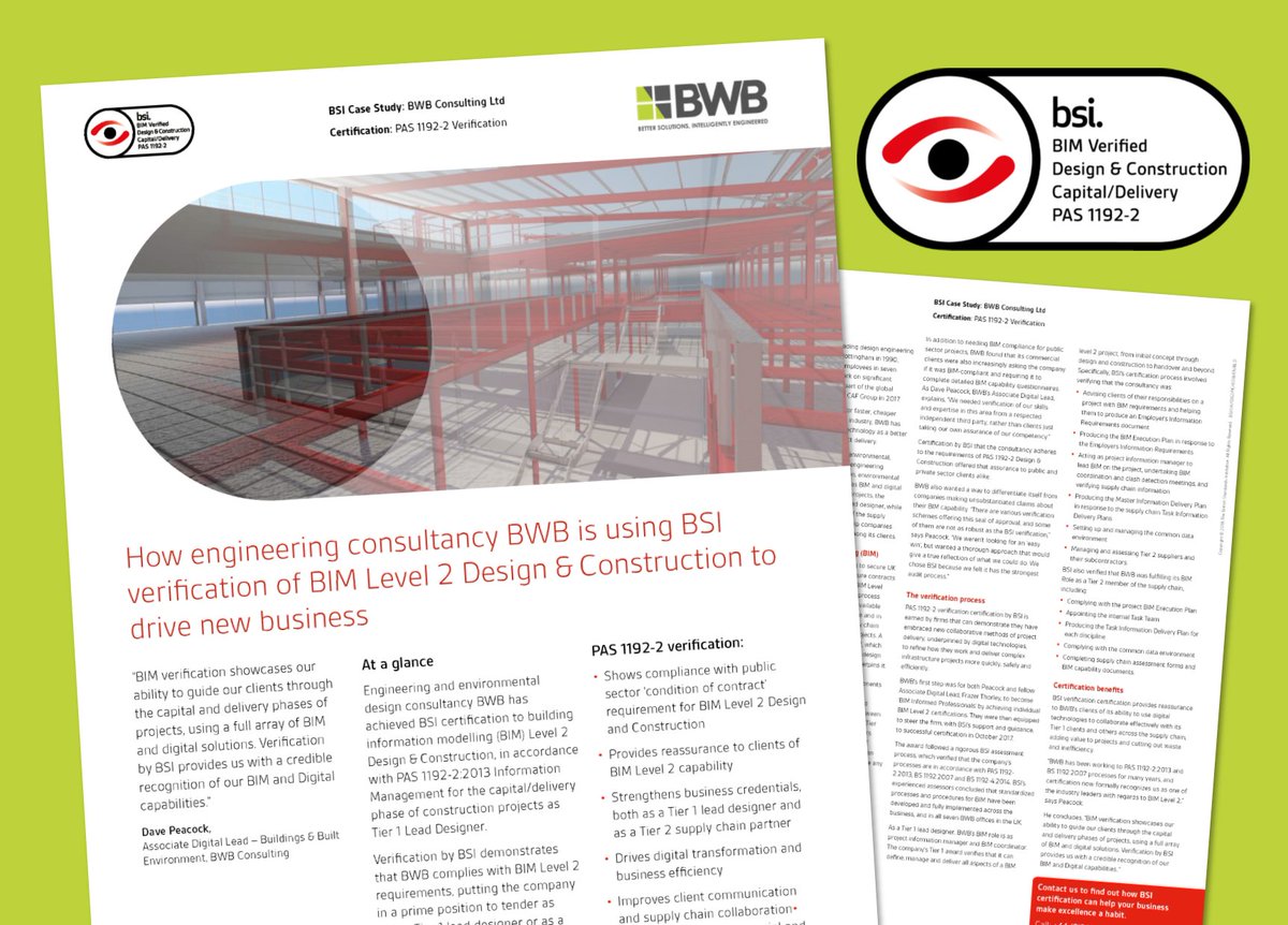 bwbconsulting's tweet image. This new case study about BWB’s recent #BIMLevel2 verification is now live on the @BSI_UK website. Read it here: bsigroup.com/globalassets/l…

@d_peacock_BIM @FrostyFrazer #BIM #UKBIMCrew