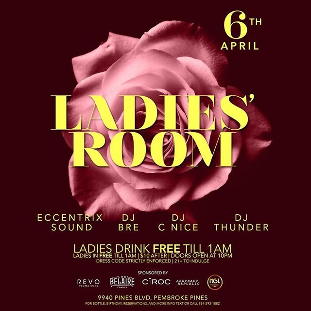 djbre__'s tweet photo. Next week Friday, April 6th. Put me on your calendar. @thelegendarybre at @ladiesroomfl #legendarybre #pembrokepines #miami #broward #fr... https://t.co/jy9EhzVCoc