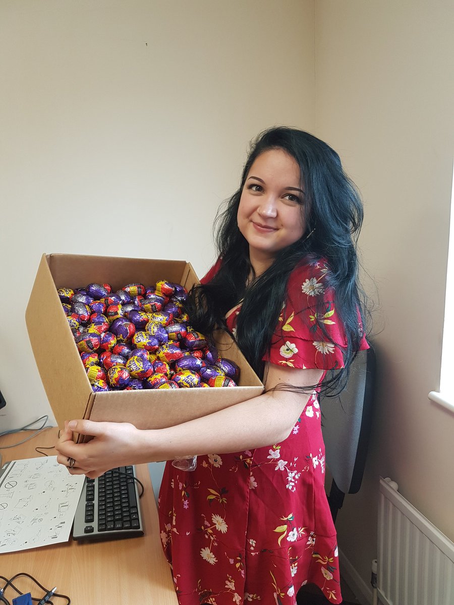 kerensadowning's tweet image. And here is the lovely lady that helped to make it happen, thank you so much Jaimie Chinn! Creme eggs for @RCHTWeCare. Thanks to #theworkperk for spoiling us. Happy Easter everyone.