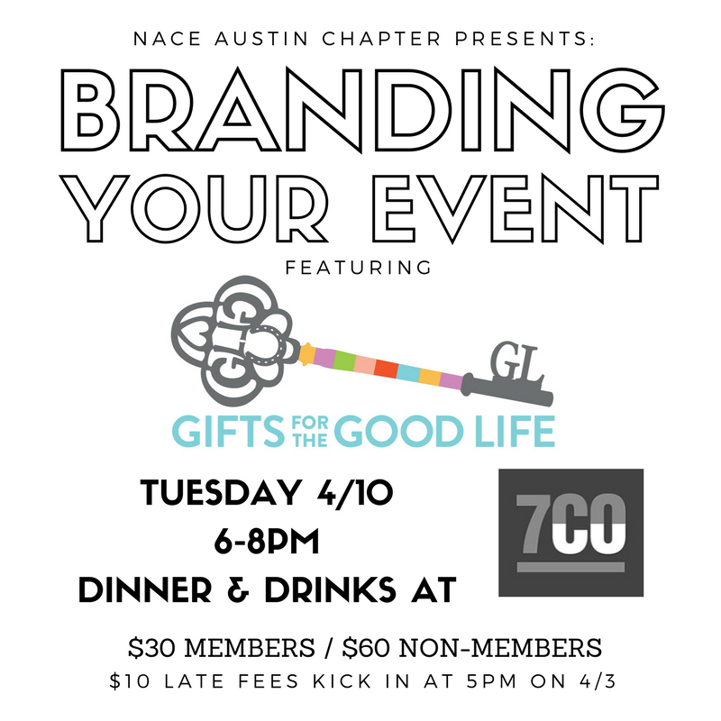 NACEAustin's tweet photo. Need help with branding your event? Join us at our next meeting on 4/10! #eventplanning #marketingtips #branding #networking https://t.co/gxT93kaS6H
