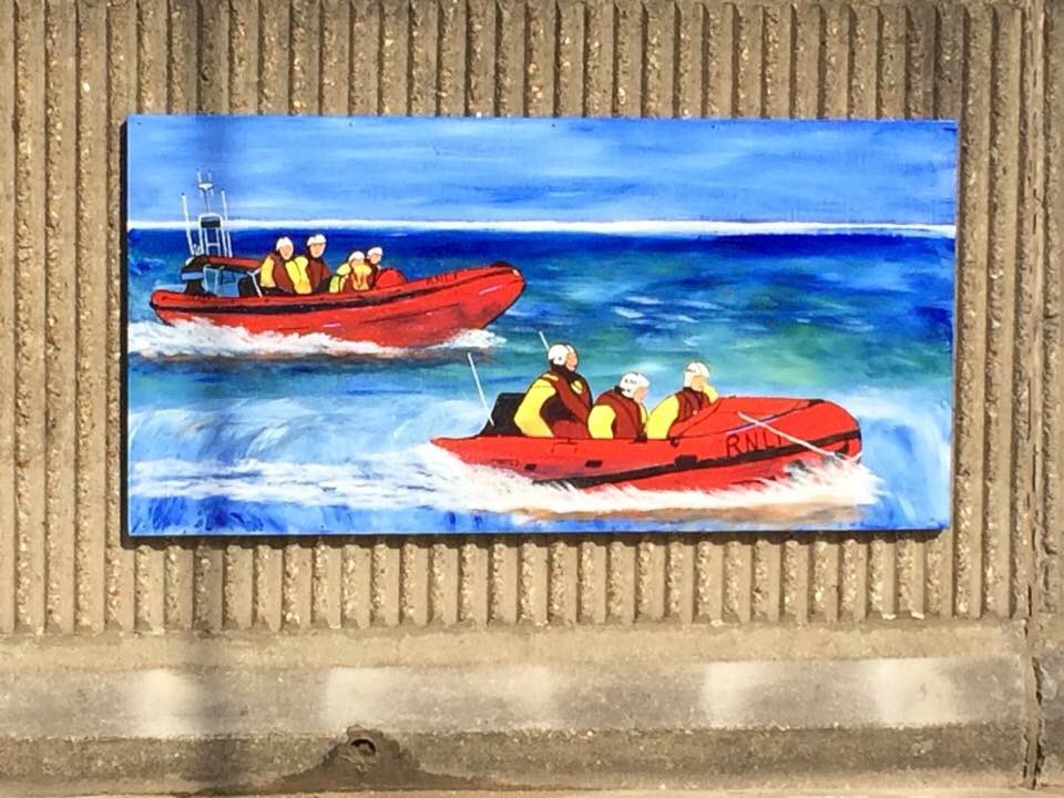 RNLImablethorpe's tweet image. This was made by Mablethorpe art group along with other pictures to brighten the town #RNLI #BigLocalCCC