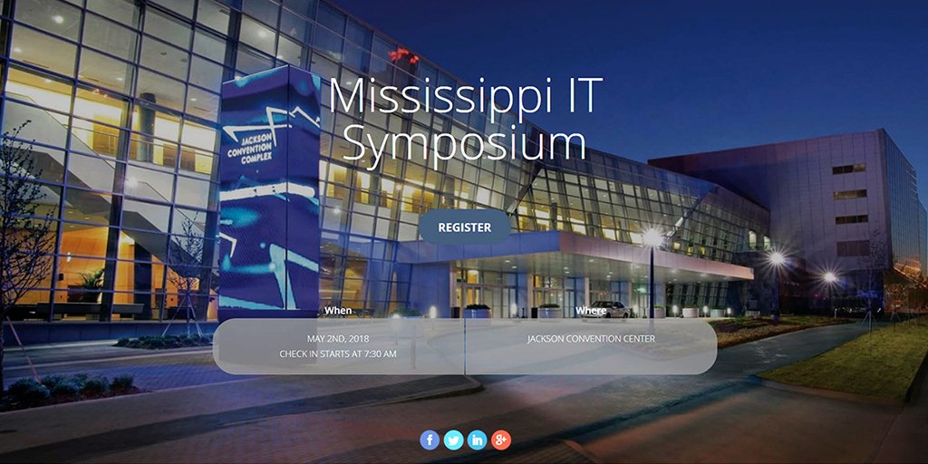 MSDeptofITS's tweet photo. Going to Mississippi IT Symposium? Learn more! https://t.co/HoHBD80Rnr #MSSYM via @Bizzabo https://t.co/toiyS8PeW6