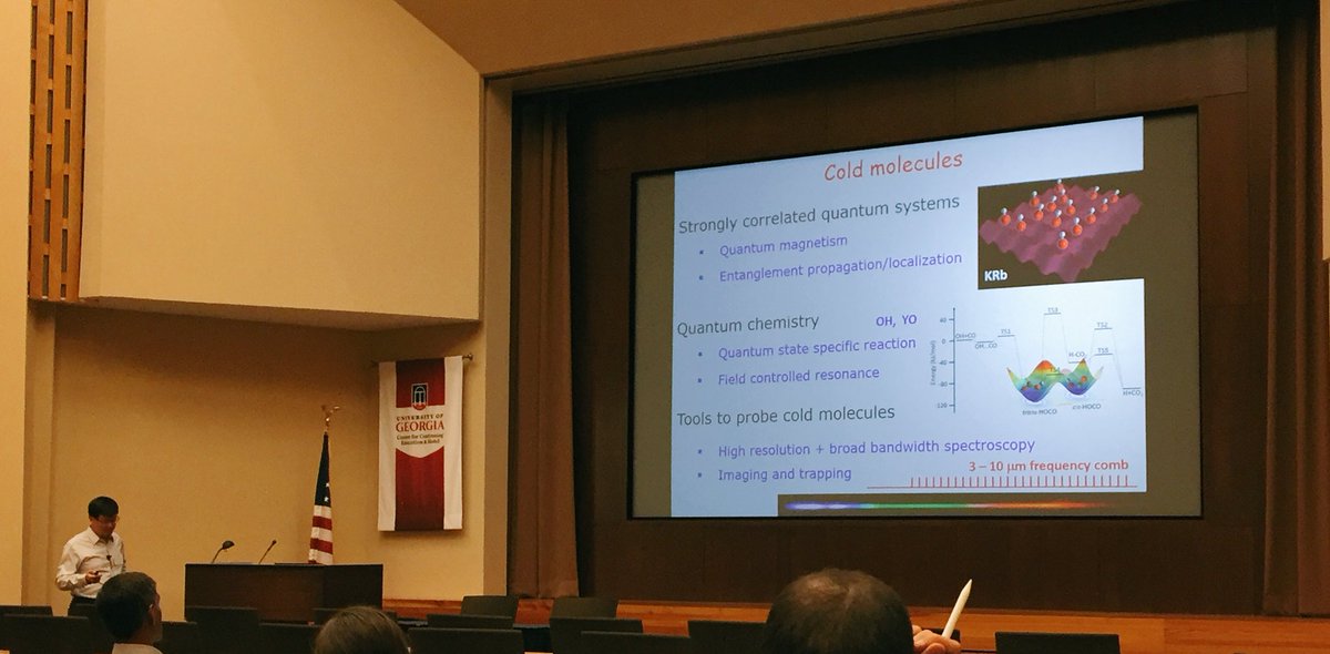 SimonLCornish's tweet photo. Jun Ye from @JILAscience telling us about his work on #coldmolecules at CCMI @universityofga https://t.co/EuGZg32oBS