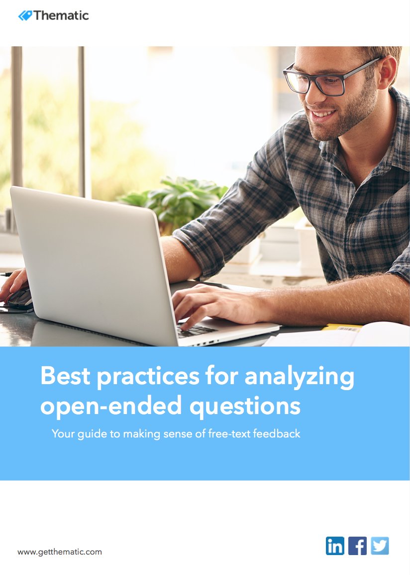 getthematic's tweet image. Need best practices for analyzing open-ended questions? Learn how to analyze freetext customer feedback - get our free e-book: hubs.ly/H0b5Zxz0 #customerfeedback #freetextfeedback #manualcoding